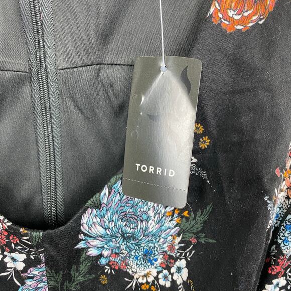 Torrid Black Floral Sleeveless Fit&Flare Party Dress Sz.18W NWT - Picture 7 of 14